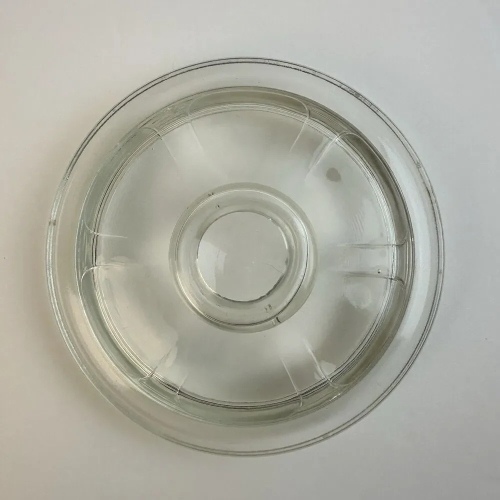 6” Diameter Clear Glass Candy Snack Jar Lid For 5” ID Opening Vintage Unmarked